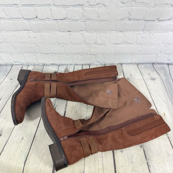 Claks Collection Riding Boots Women Size 6 Brown Suede Leather Buckle Campus - Picture 13 of 16